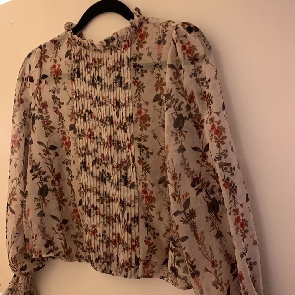 ZARA Floral Chiffon Top - M